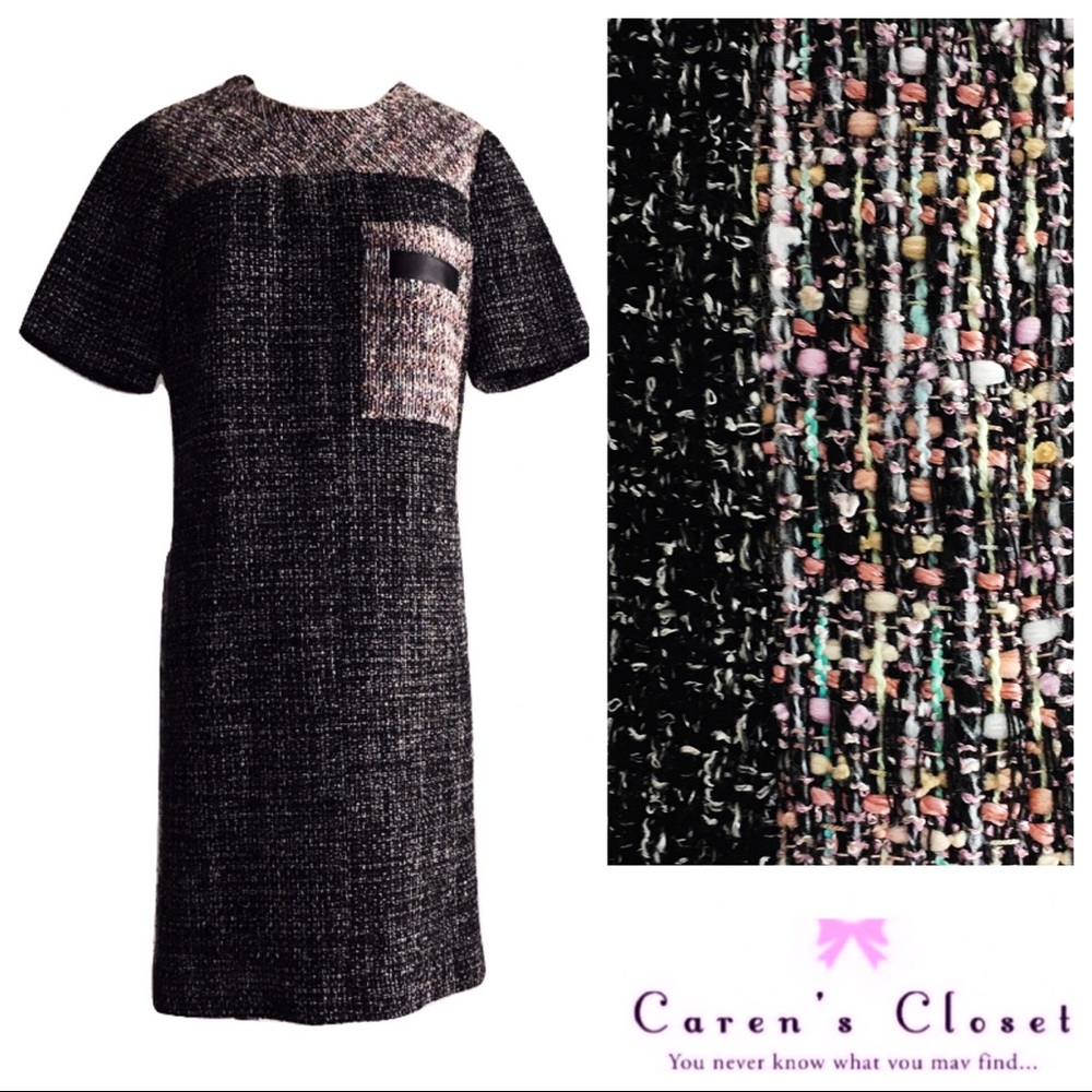 Carlisle Black Tweed Shift Mini Dress